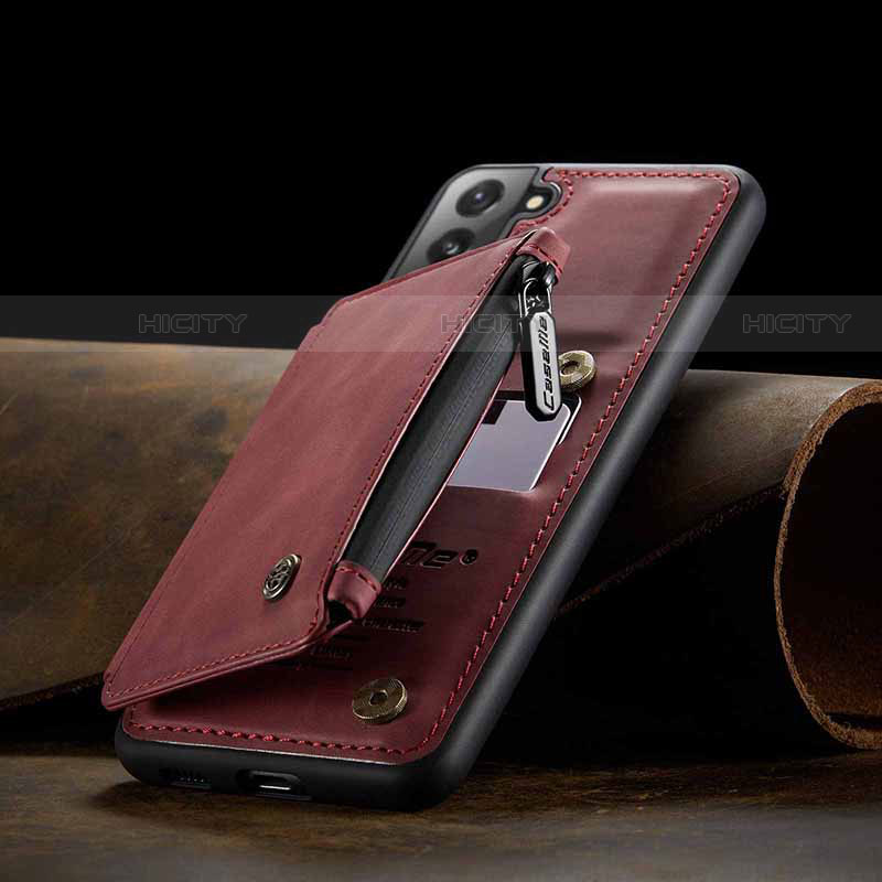 Coque Luxe Cuir Housse Etui C03S pour Samsung Galaxy S21 Plus 5G Rouge Plus