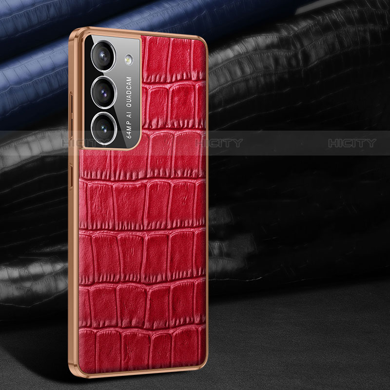 Coque Luxe Cuir Housse Etui C09 pour Samsung Galaxy S21 FE 5G Rouge Plus