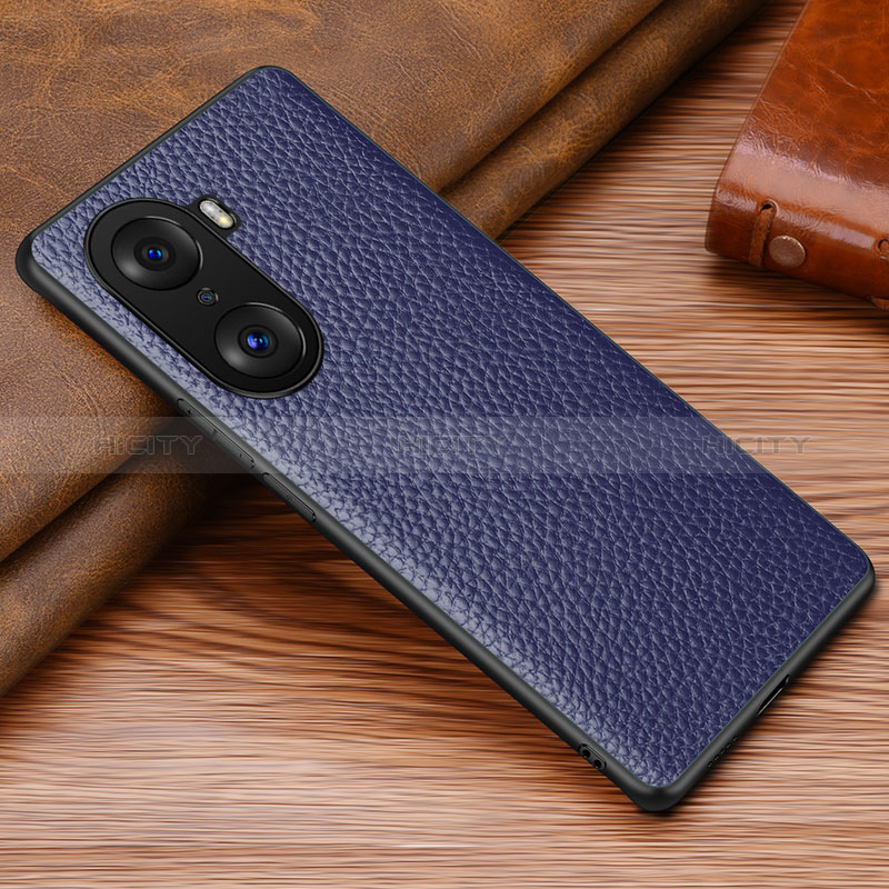 Coque Luxe Cuir Housse Etui DL1 pour Huawei Honor 60 5G Bleu Plus