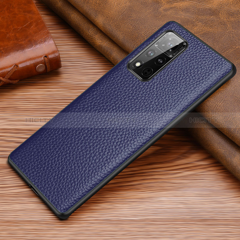 Coque Luxe Cuir Housse Etui DL1 pour Huawei Honor V40 5G Bleu Plus