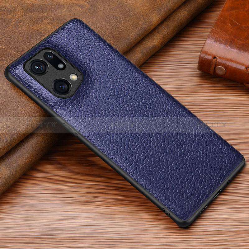 Coque Luxe Cuir Housse Etui DL1 pour Oppo Find X5 5G Bleu Plus