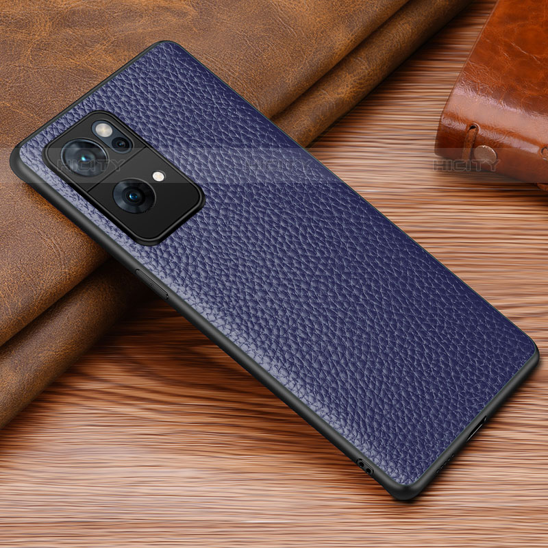 Coque Luxe Cuir Housse Etui DL1 pour Oppo Reno7 Pro 5G Bleu Plus