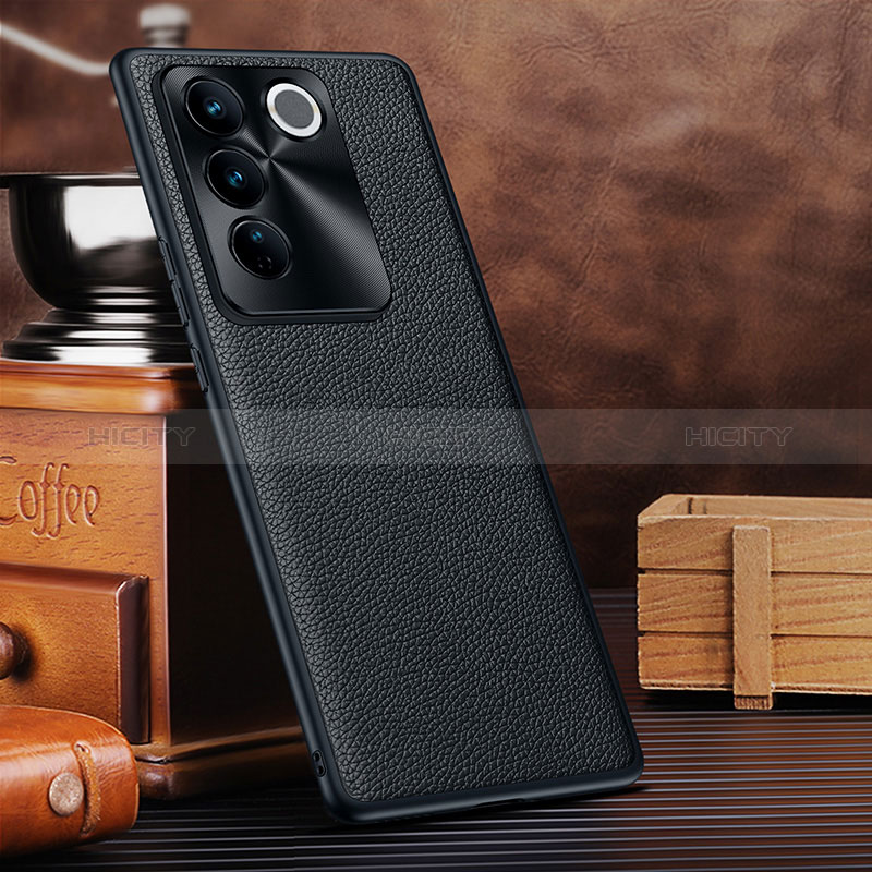 Coque Luxe Cuir Housse Etui DL1 pour Vivo V27 5G Noir Plus