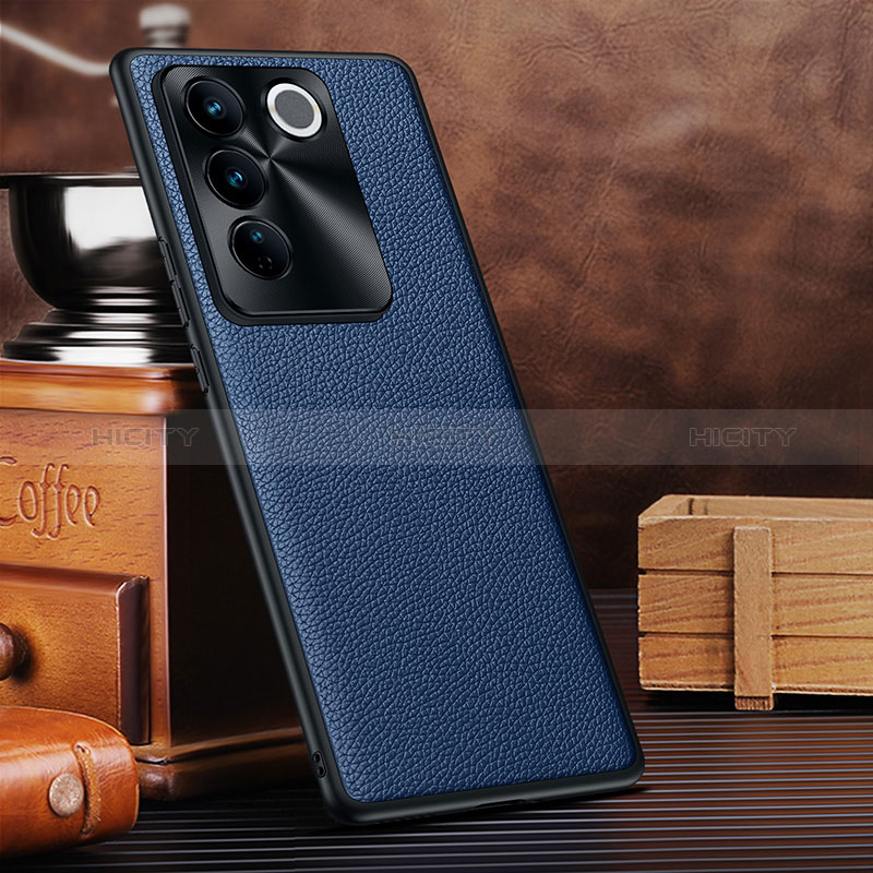 Coque Luxe Cuir Housse Etui DL1 pour Vivo V27 Pro 5G Bleu Plus