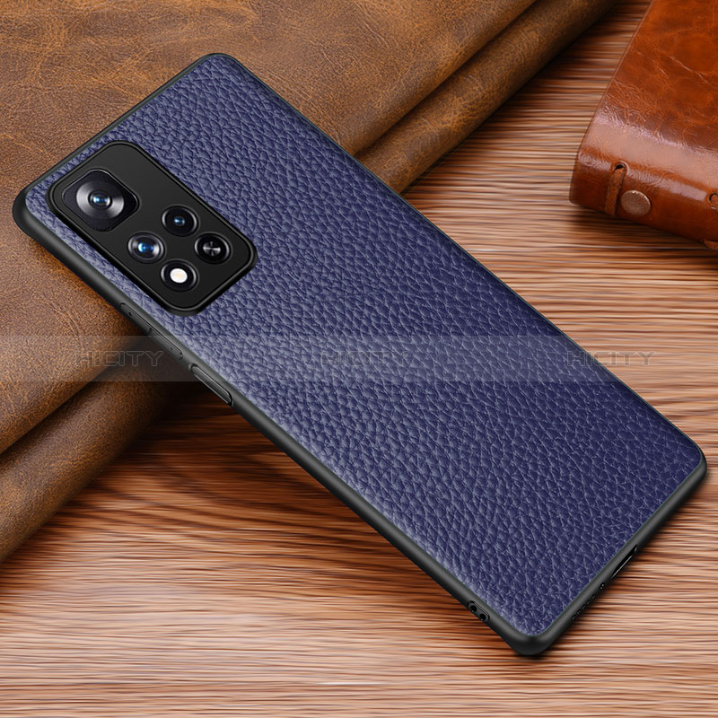 Coque Luxe Cuir Housse Etui DL1 pour Xiaomi Poco X4 NFC Bleu Plus