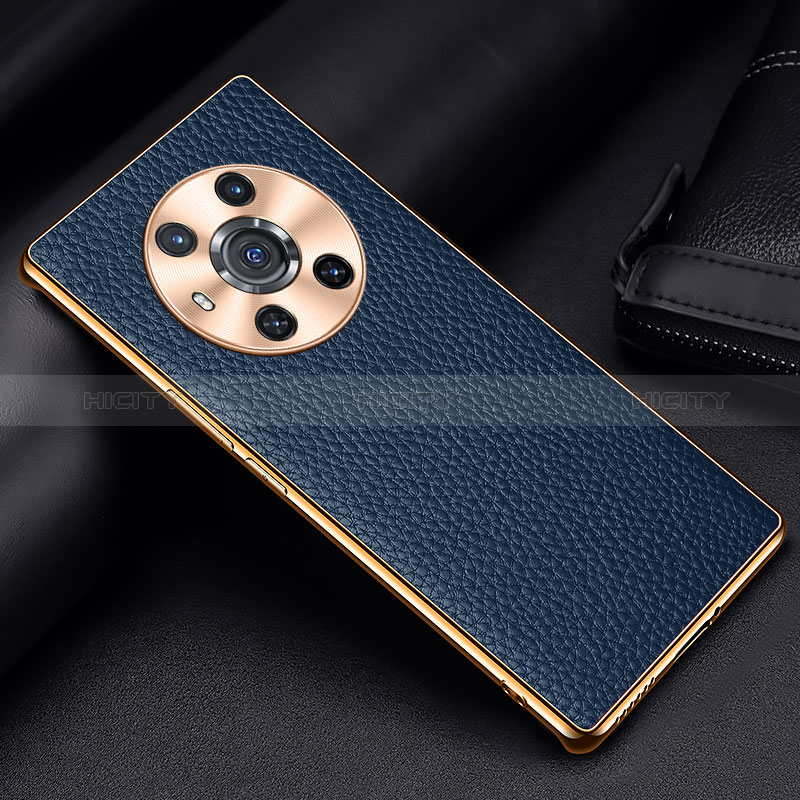 Coque Luxe Cuir Housse Etui DL2 pour Huawei Honor Magic3 5G Bleu Plus