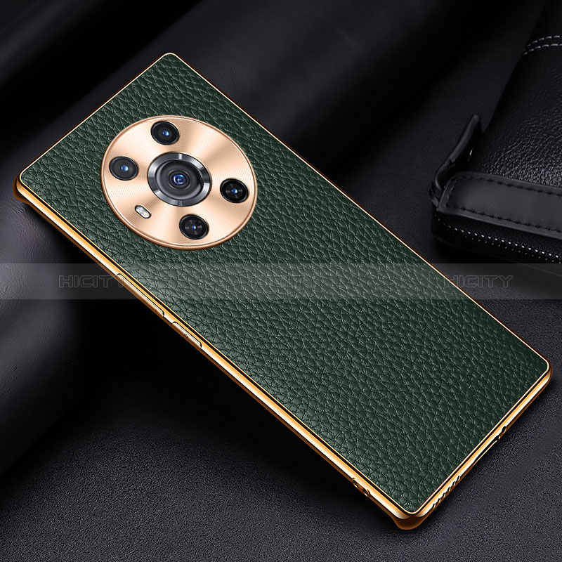 Coque Luxe Cuir Housse Etui DL2 pour Huawei Honor Magic3 5G Vert Plus