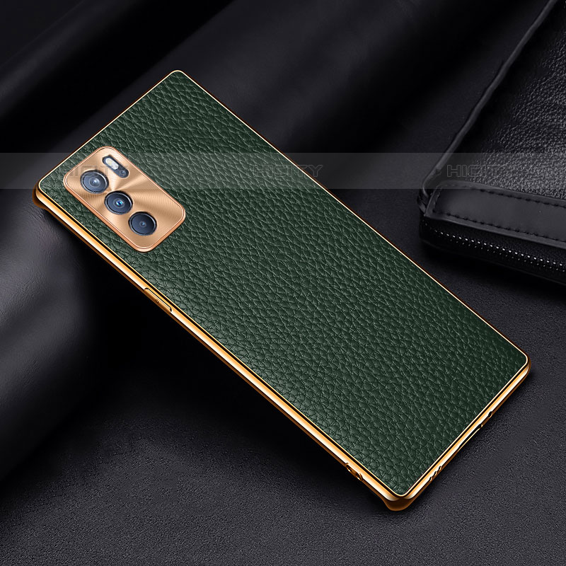 Coque Luxe Cuir Housse Etui DL2 pour Oppo Reno6 Pro 5G India Vert Plus