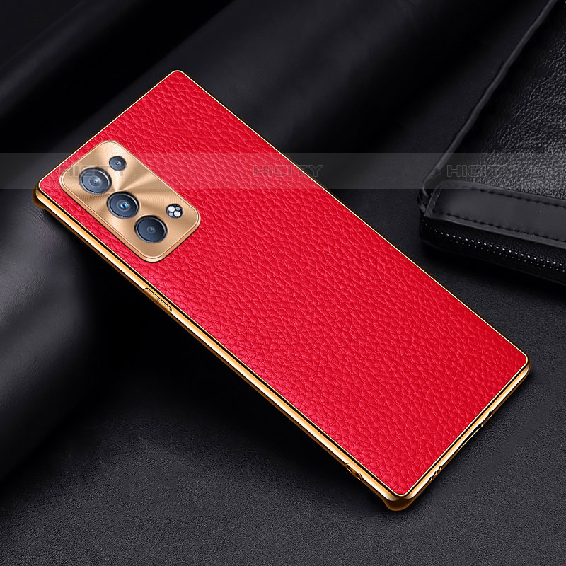 Coque Luxe Cuir Housse Etui DL2 pour Oppo Reno6 Pro 5G Rouge Plus