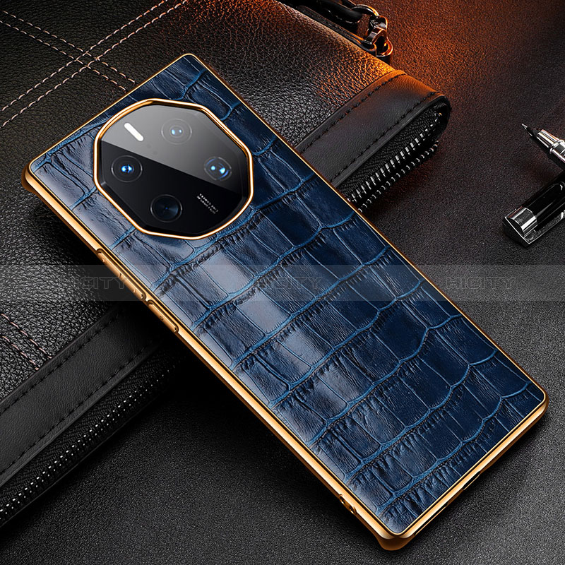 Coque Luxe Cuir Housse Etui DL3 pour Huawei Mate 50 RS Bleu Plus