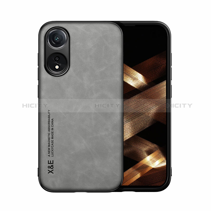 Coque Luxe Cuir Housse Etui DY1 pour Oppo A78 4G Gris Plus