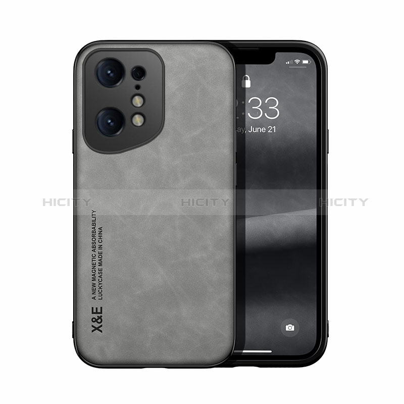 Coque Luxe Cuir Housse Etui DY1 pour Oppo Find X5 5G Gris Plus