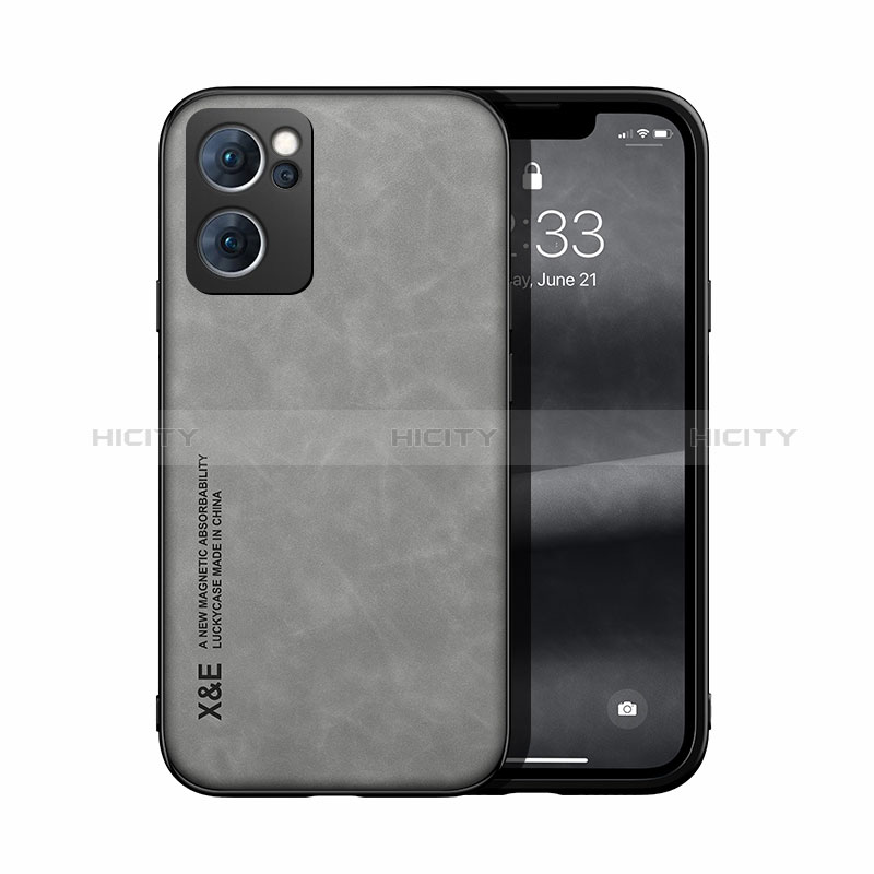 Coque Luxe Cuir Housse Etui DY1 pour Oppo Find X5 Lite 5G Gris Plus