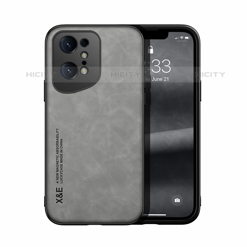 Coque Luxe Cuir Housse Etui DY1 pour Oppo Find X5 Pro 5G Gris Plus