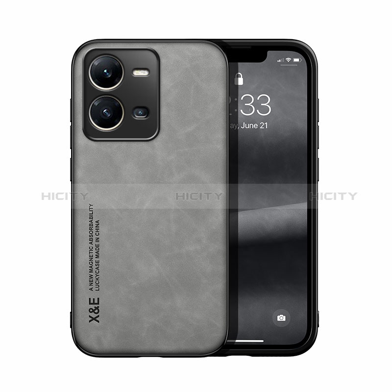 Coque Luxe Cuir Housse Etui DY1 pour Vivo V25e Gris Plus