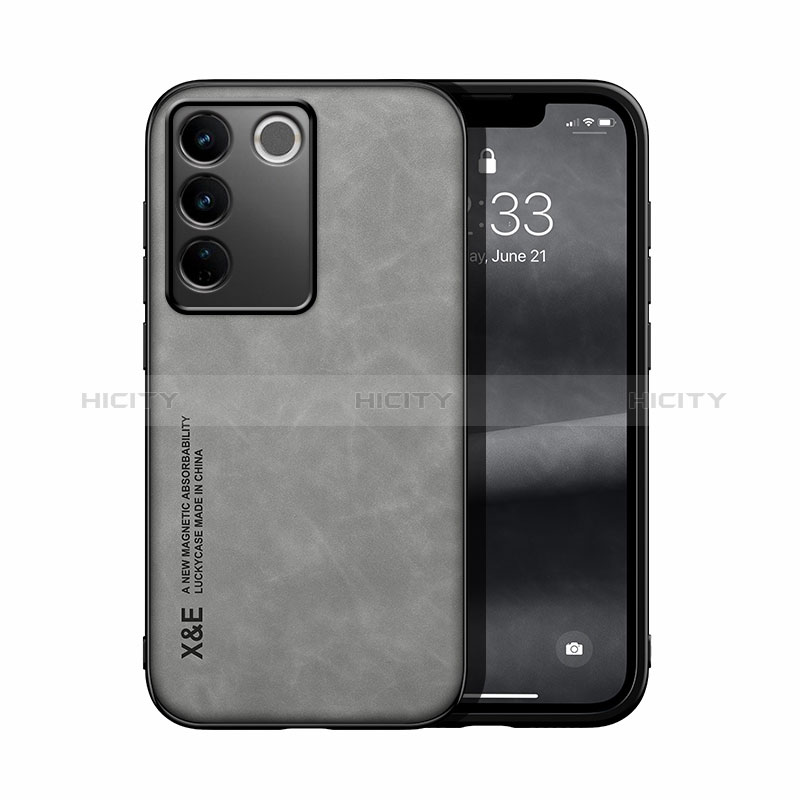 Coque Luxe Cuir Housse Etui DY1 pour Vivo V27 5G Gris Plus