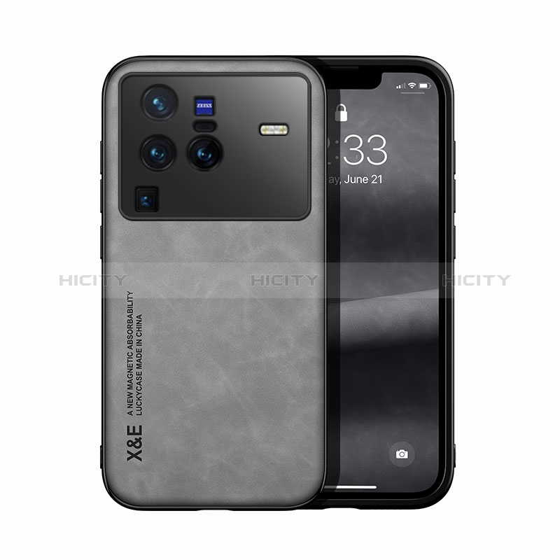 Coque Luxe Cuir Housse Etui DY1 pour Vivo X80 Pro 5G Gris Plus