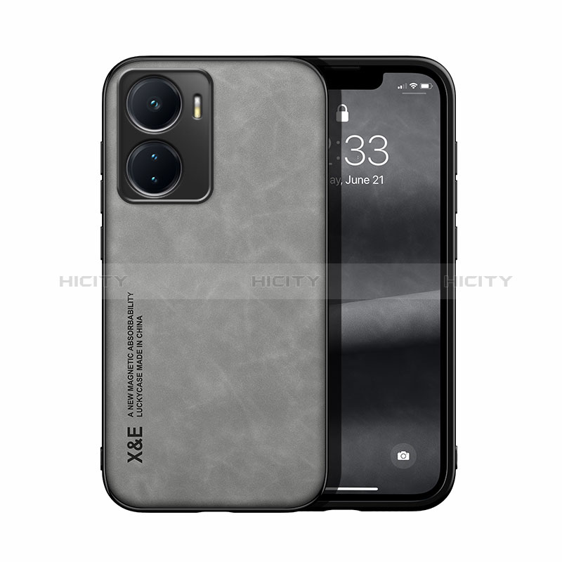 Coque Luxe Cuir Housse Etui DY1 pour Vivo Y16 Gris Plus