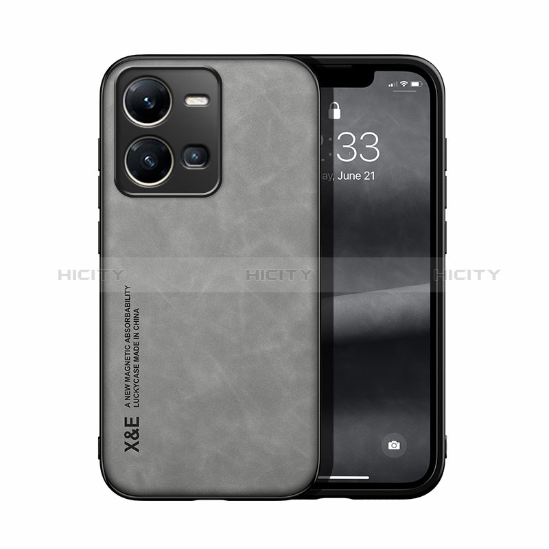 Coque Luxe Cuir Housse Etui DY1 pour Vivo Y35 4G Gris Plus