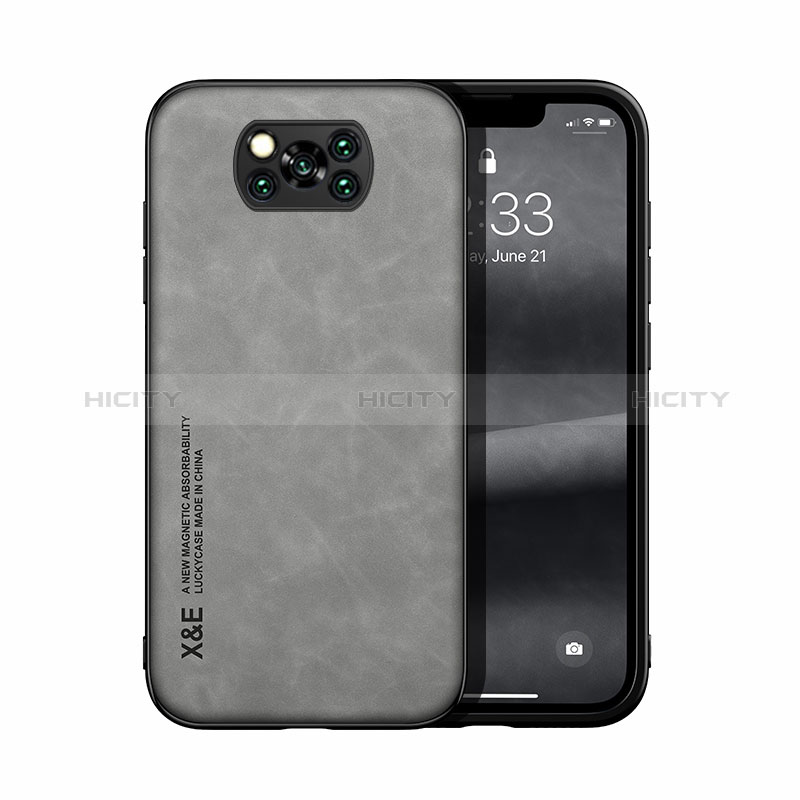 Coque Luxe Cuir Housse Etui DY1 pour Xiaomi Poco X3 NFC Gris Plus