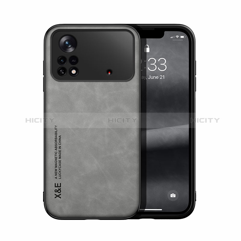 Coque Luxe Cuir Housse Etui DY1 pour Xiaomi Poco X4 Pro 5G Gris Plus