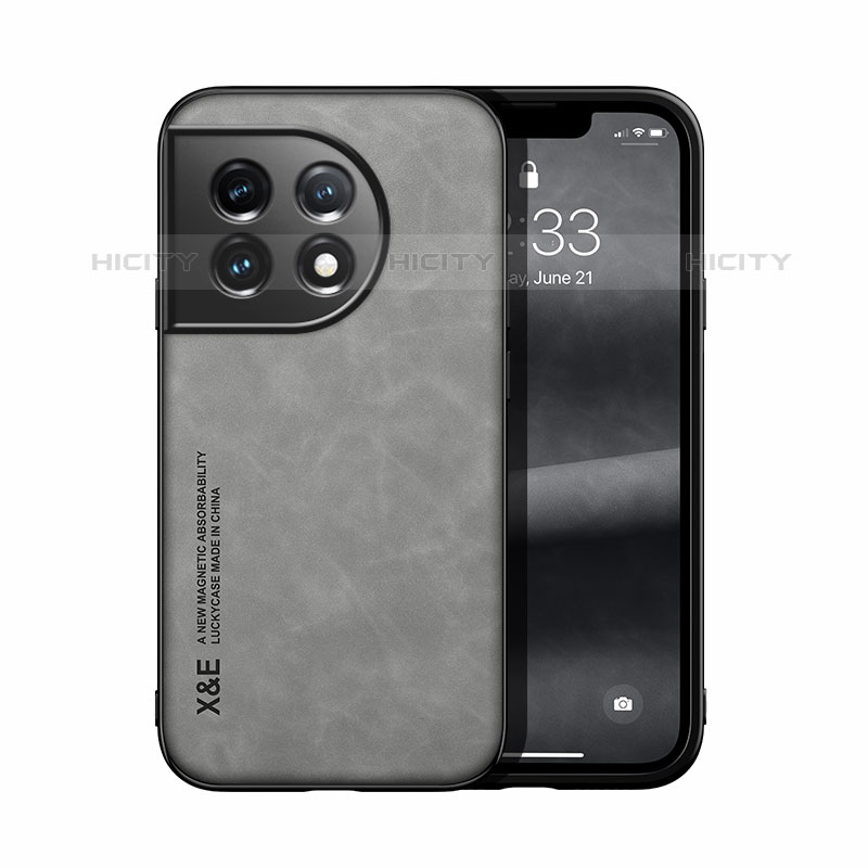 Coque Luxe Cuir Housse Etui DY2 pour OnePlus Ace 2 Pro 5G Gris Plus