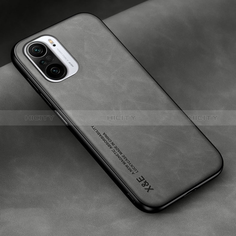 Coque Luxe Cuir Housse Etui DY2 pour Xiaomi Poco F3 5G Gris Plus