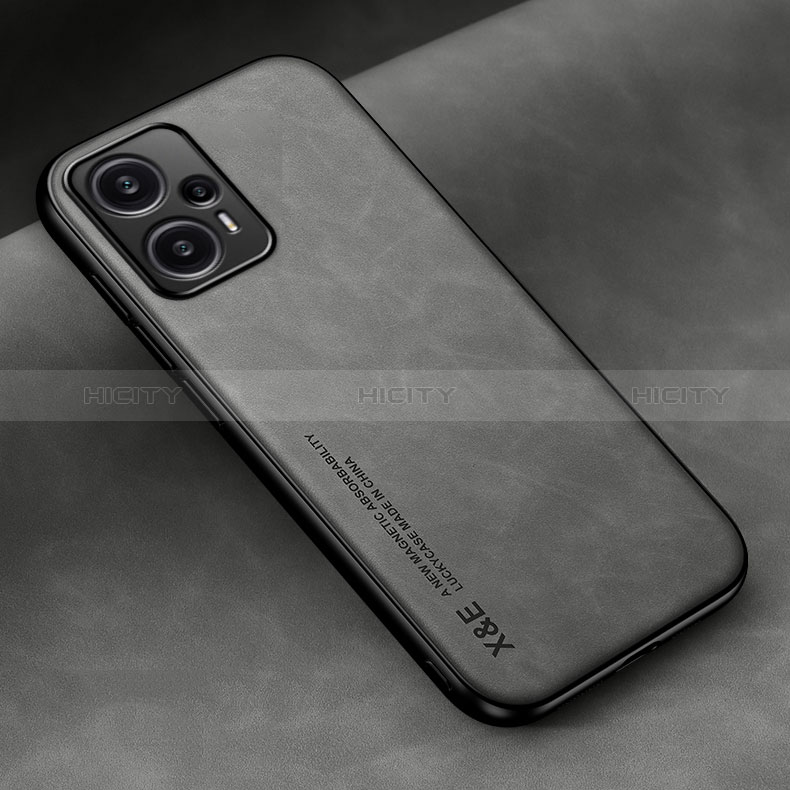 Coque Luxe Cuir Housse Etui DY2 pour Xiaomi Poco F5 5G Gris Plus