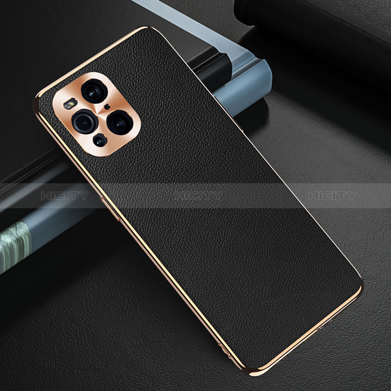 Coque Luxe Cuir Housse Etui GS1 pour Oppo Find X3 5G Noir Plus