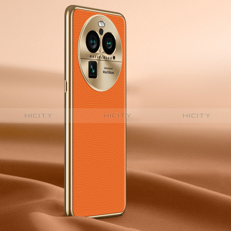 Coque Luxe Cuir Housse Etui GS1 pour Oppo Find X6 5G Orange Plus