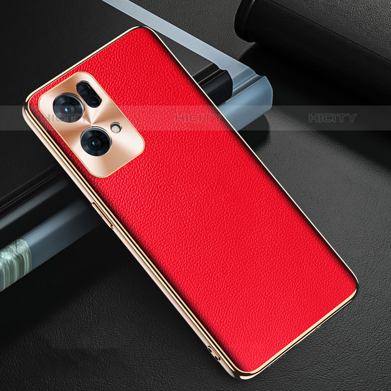 Coque Luxe Cuir Housse Etui GS1 pour Oppo Reno7 Pro 5G Rouge Plus