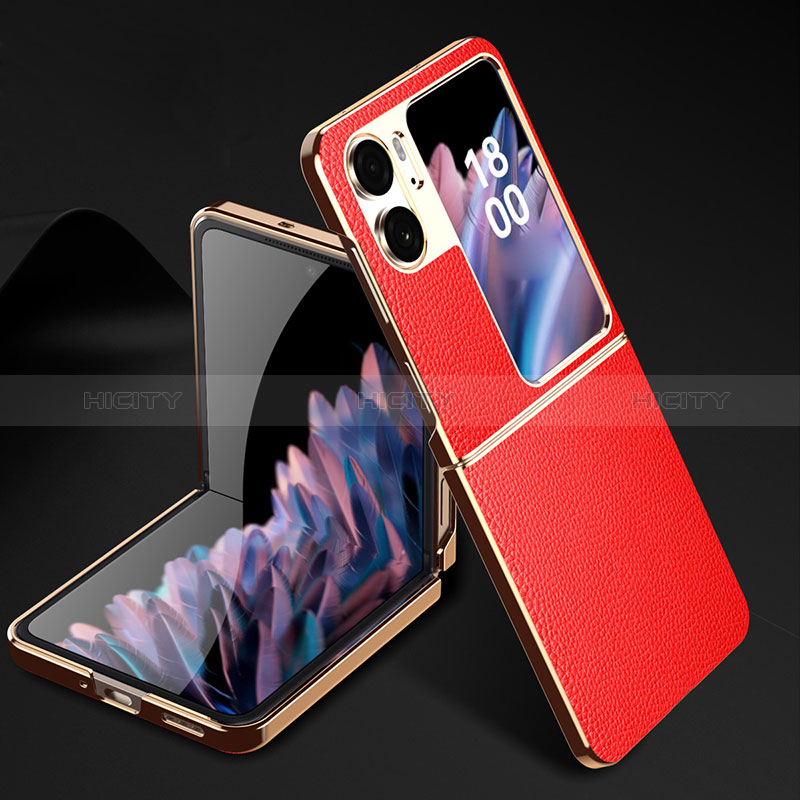 Coque Luxe Cuir Housse Etui GS2 pour Oppo Find N2 Flip 5G Rouge Plus