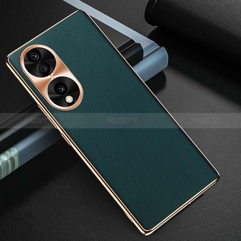 Coque Luxe Cuir Housse Etui GS3 pour Huawei Honor 70 5G Vert Plus