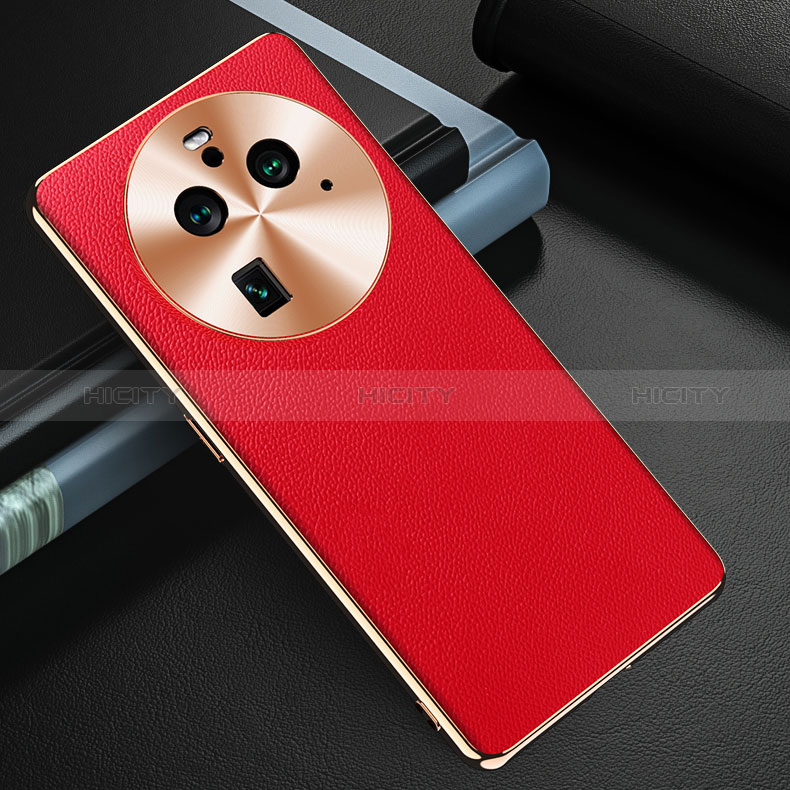 Coque Luxe Cuir Housse Etui GS3 pour Oppo Find X6 Pro 5G Rouge Plus