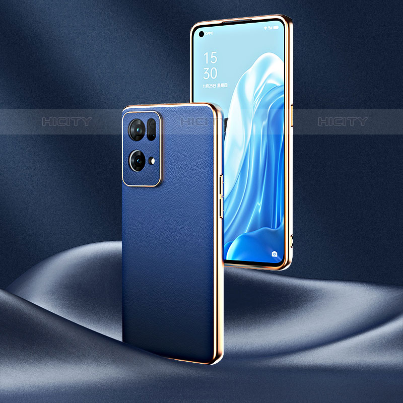 Coque Luxe Cuir Housse Etui GS4 pour Oppo Reno7 Pro 5G Bleu Plus