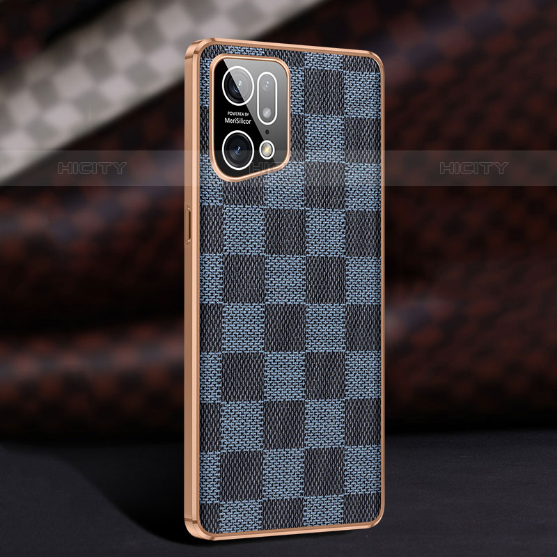 Coque Luxe Cuir Housse Etui JB1 pour Oppo Find X5 Pro 5G Bleu Plus