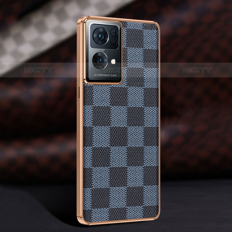 Coque Luxe Cuir Housse Etui JB1 pour Oppo Reno7 Pro 5G Bleu Plus