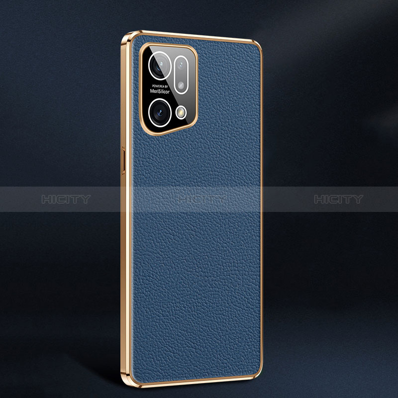 Coque Luxe Cuir Housse Etui JB2 pour Oppo Find X5 5G Bleu Plus