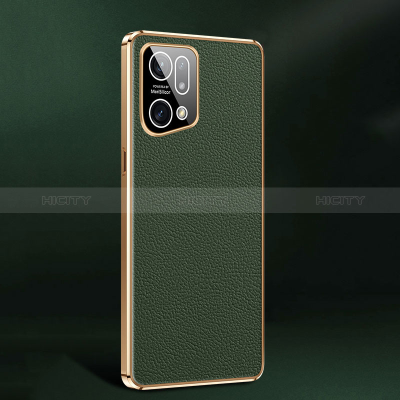 Coque Luxe Cuir Housse Etui JB2 pour Oppo Find X5 5G Vert Plus