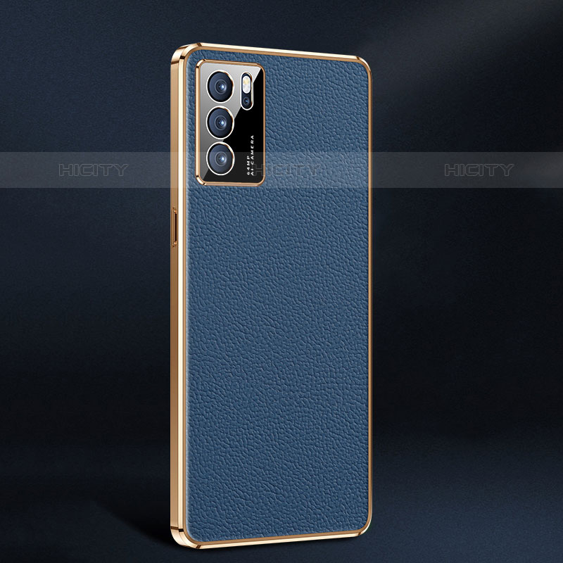 Coque Luxe Cuir Housse Etui JB2 pour Oppo Reno6 Pro 5G India Bleu Plus