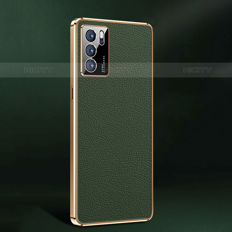 Coque Luxe Cuir Housse Etui JB2 pour Oppo Reno6 Pro 5G India Vert Plus