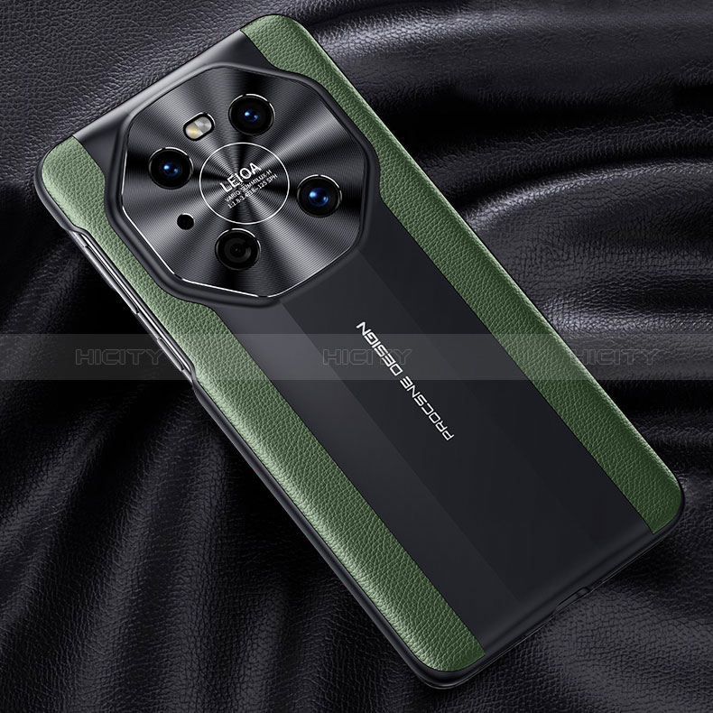 Coque Luxe Cuir Housse Etui JB5 pour Huawei Mate 40 Pro Vert Plus