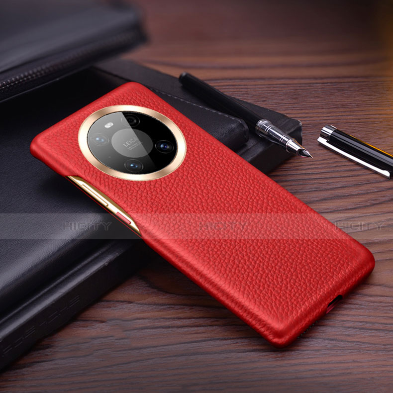 Coque Luxe Cuir Housse Etui L01 pour Huawei Mate 40 Pro Rouge Plus