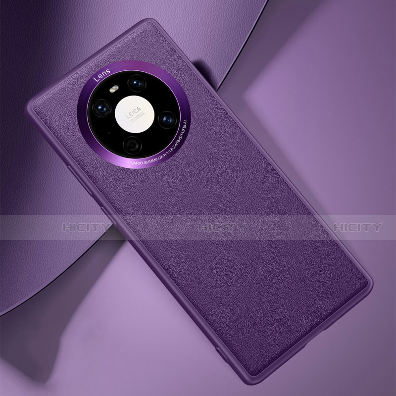 Coque Luxe Cuir Housse Etui L03 pour Huawei Mate 40 Violet Plus