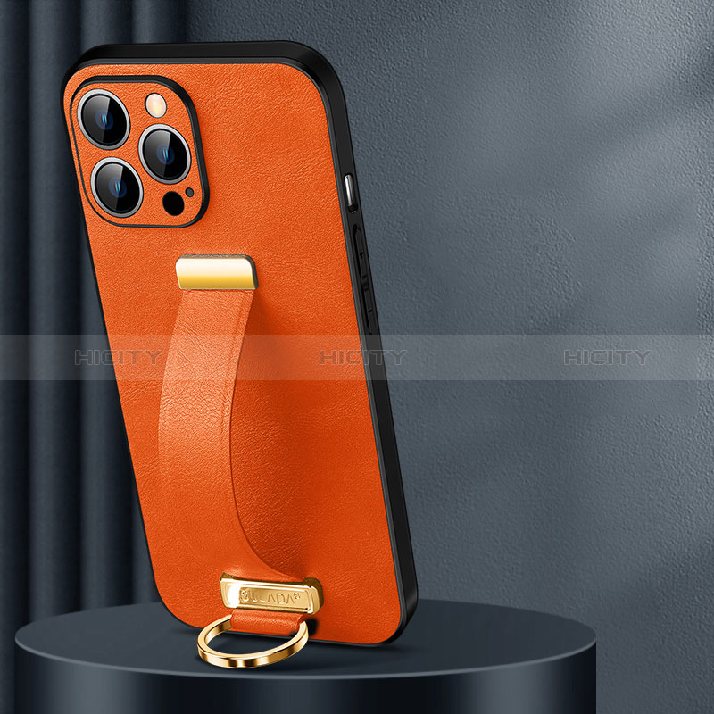 Coque Luxe Cuir Housse Etui LD1 pour Apple iPhone 14 Pro Max Orange Plus