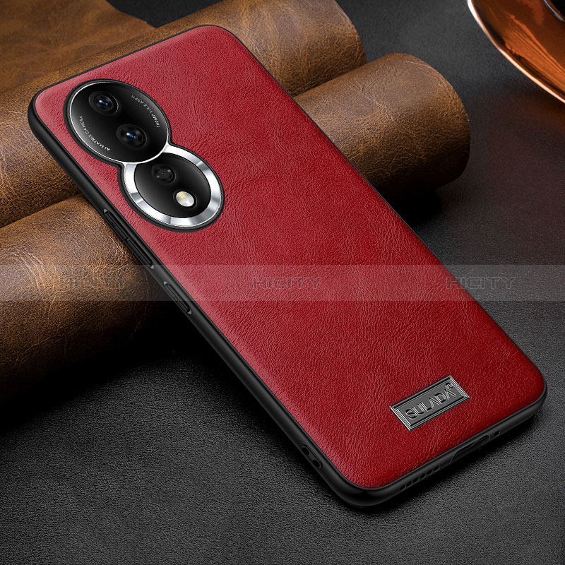 Coque Luxe Cuir Housse Etui LD1 pour Huawei Honor 80 5G Rouge Plus