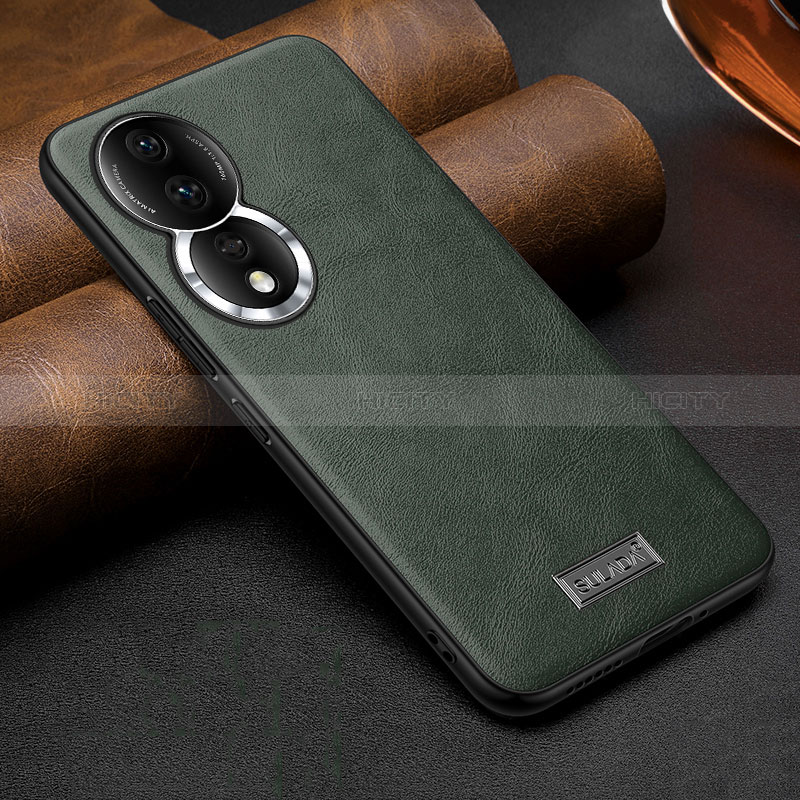 Coque Luxe Cuir Housse Etui LD1 pour Huawei Honor 80 5G Vert Plus