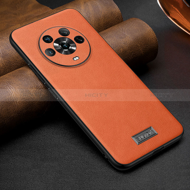 Coque Luxe Cuir Housse Etui LD1 pour Huawei Honor Magic4 5G Orange Plus