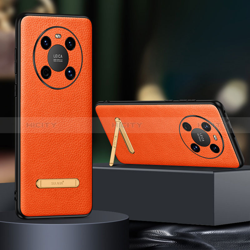 Coque Luxe Cuir Housse Etui LD1 pour Huawei Mate 40 Orange Plus