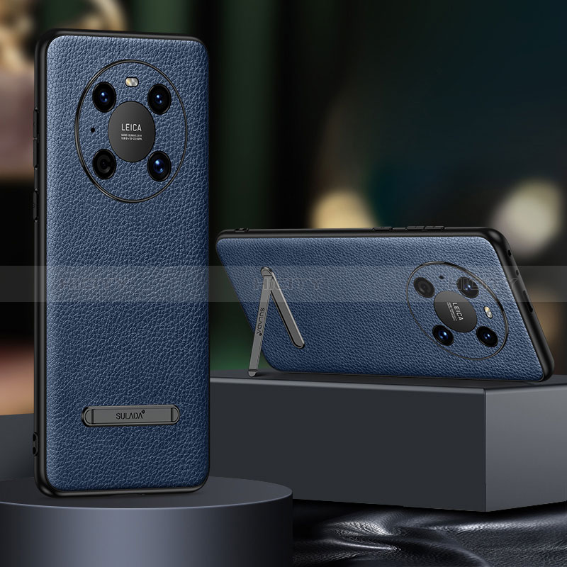 Coque Luxe Cuir Housse Etui LD1 pour Huawei Mate 40 Pro Bleu Plus